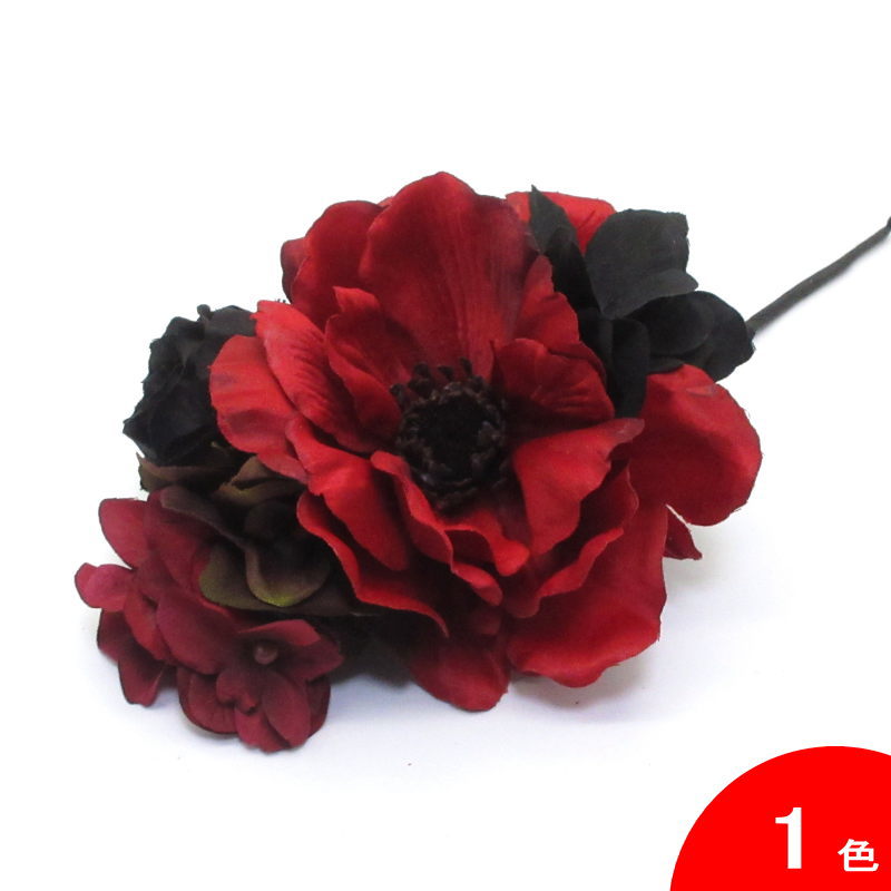 深紅のアネモネの花束風 JG-7 ワイン×黒[フラメンコ用]