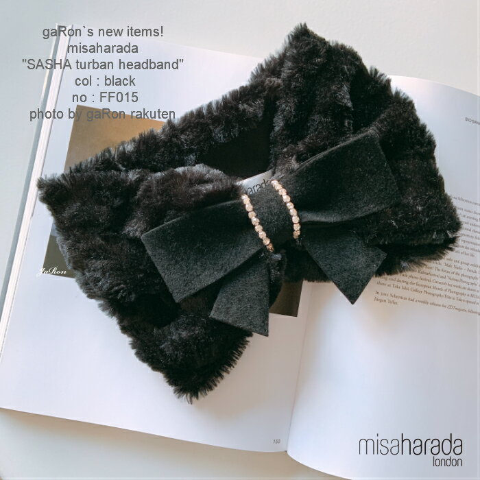 【misaharada】【SASHA】ミサハラダ帽子 turban headband ファーターバン ヘアターバン エコファーのヘアターバン イギリス製 リボン インポート 幅広ヘアターバン 送料無料