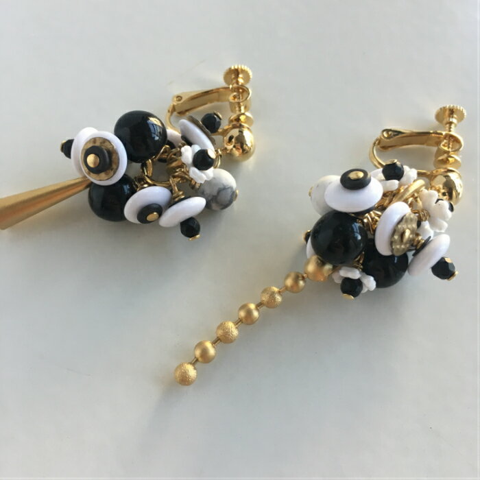 【SASSY】【PF-007 ピアス/イヤリング】じゃらじゃらデザインピアス アシンメトリーデザイン 大人かわいいイヤリング イヤリング プレゼントに 女性へのギフト ネコポス可 サッシーアクセサリー 3