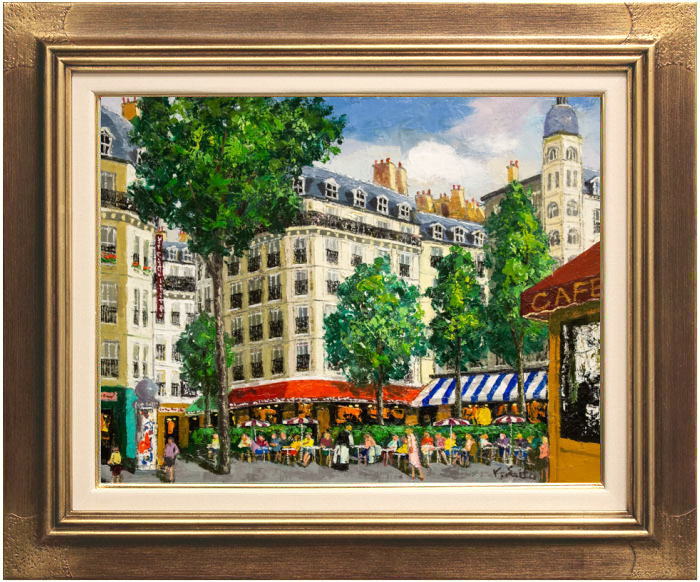 斉藤 要『パリのカフェ』油絵 油彩画 F6(6号)