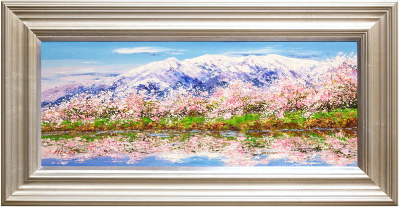 西村拡人 「 白石川堤一目千本桜 」 油絵 ・ 油彩画 WF3