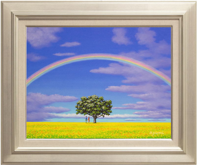 Rakuten - 白鳥あゆみ『虹のある風景』油絵・油彩画(F6)