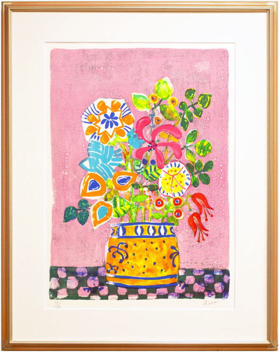 ポール・アイズピリ『黄色い花瓶の花束』リトグラフ(石版画)【中古】(新古品)のサムネイル