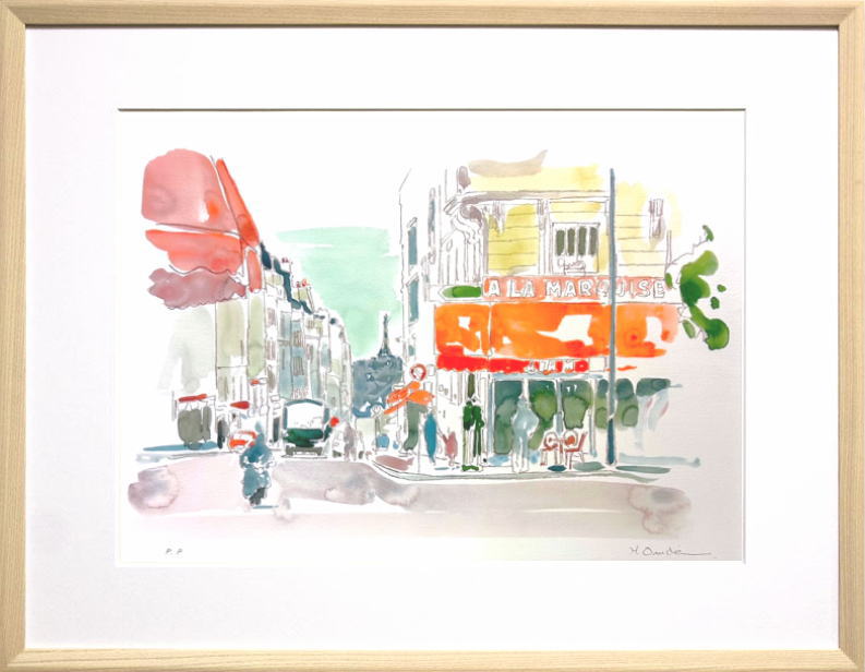 大前博士「 パリの街角 」 リトグラフ