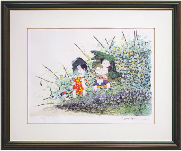 中島　潔『夏のいろ』リトグラフ版画【中古】