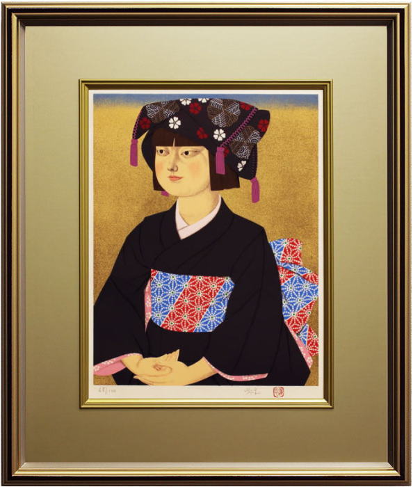 森田曠平 「 洛北おとめ 」 リトグラフ 石版画【中古】