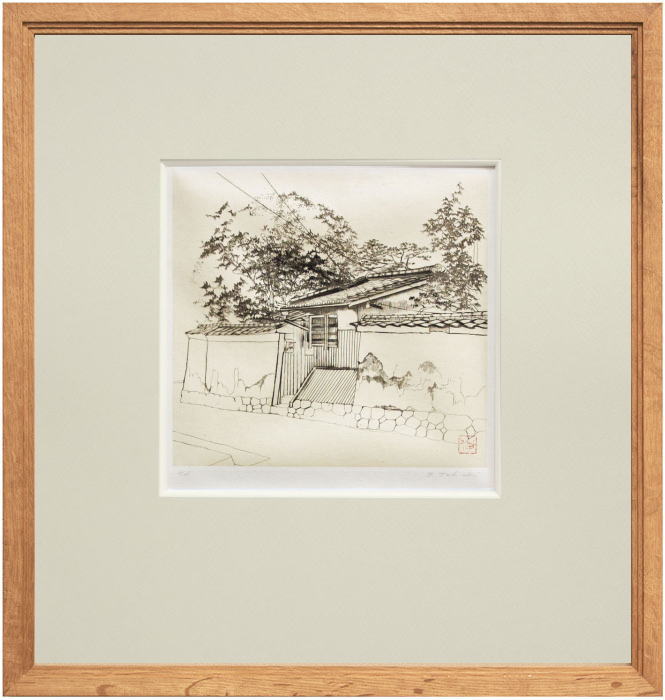 田渕俊夫 「 澄江寺 」京洛春秋より ドライポイント 銅版画【中古】