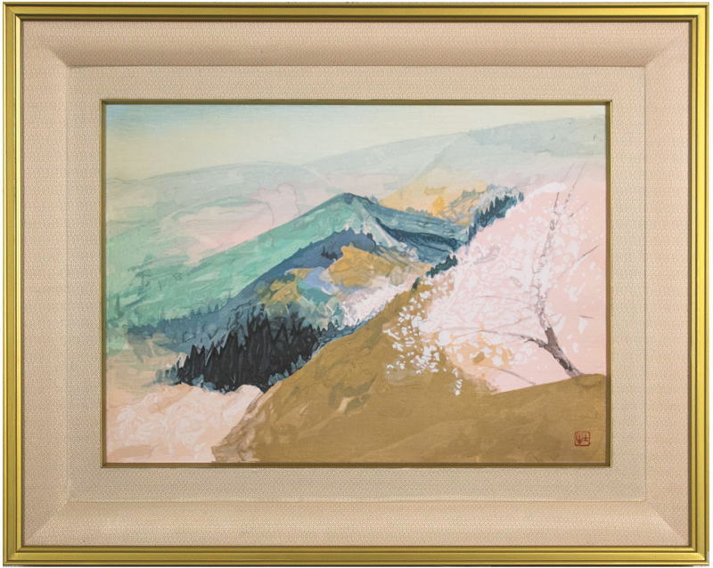 奥村土牛 「 吉野懐古 」 リトグラフ 版画 【中古】