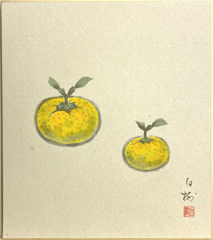 川村白樹 「 柚子 」(4) 色紙絵