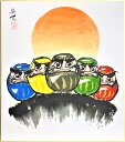 西村欣魚『五色だるま』(2) 色紙絵