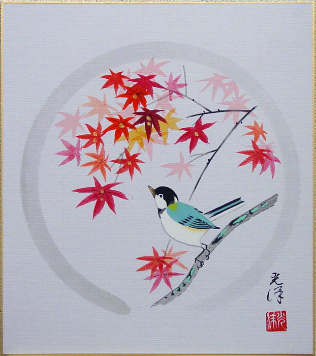 鈴木光洋『紅葉』色紙絵