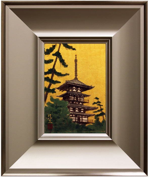 四田淳三『残照薬師寺』日本画 SM(サムホール)【中古】