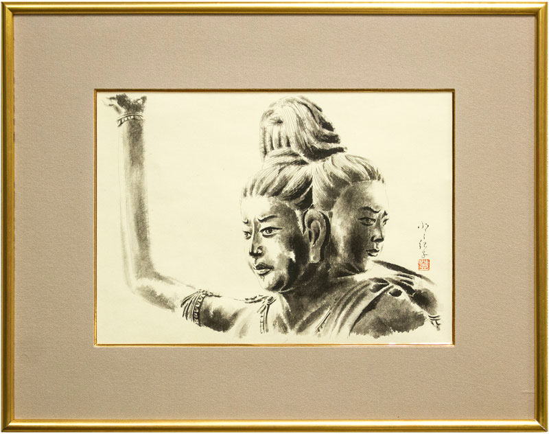 安田登紀子 「 興福寺 阿修羅 」仏像墨彩原画 +「古仏のまなざし」仏像墨彩画集 特別版 【中古】