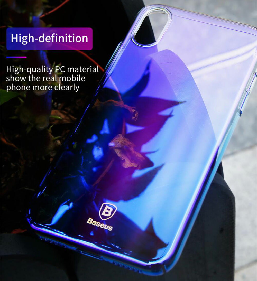 プライスダウン！BASEUS ベセス iPhone X Glaze Case 超薄型PC素材 グラデーションカラーの鏡面加工 軽量ハードケース 選べる3カラー ポイント消化 ギフト