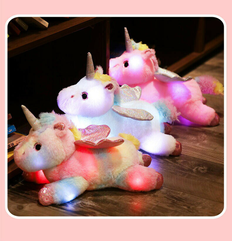 【7色のイルミネーション★光るユニコーンのぬいぐるみ】ユニコーン ぬいぐるみ LED ライト 光るぬいぐるみ かわいい プリンセス ピンク 紫 レインボー 子供 ベビー 女の子 保育園 幼稚園 小学生 女の子 友達 誕生日 プレゼント クリスマスプレゼントの商品画像 3