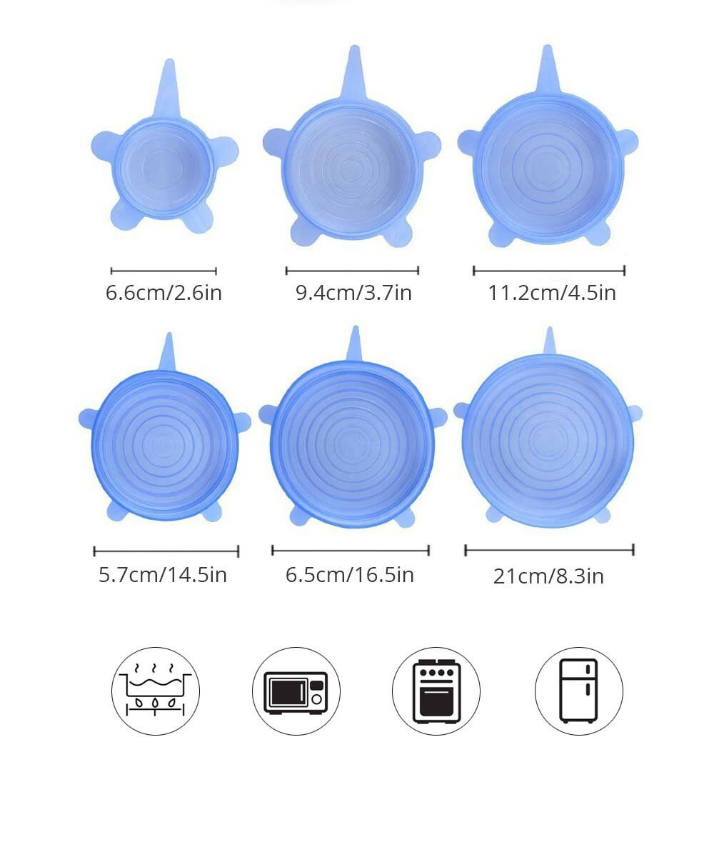 料理の手間を省けます 便利でエコ ６枚セット シリコンラップ 再利用 新品登場 蓋 食品 保存 耐冷耐熱 Bpa ギフト 耐久性 新鮮 密封 フリー
