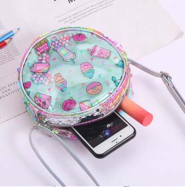 【訳あり商品】ユニコーン ミニバッグ 子供用【キラキラスパンコールがかわいい】ポシェット カバン バック ショルダー こども キッズ ミニ お財布 小物入れ お出かけ 散歩 旅行