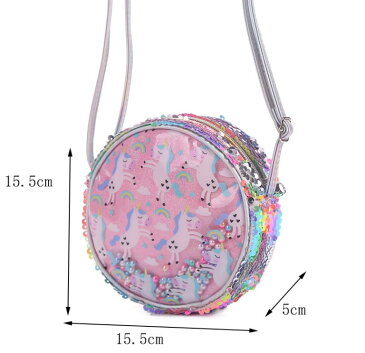【訳あり商品】ユニコーン ミニバッグ 子供用【キラキラスパンコールがかわいい】ポシェット カバン バック ショルダー こども キッズ ミニ お財布 小物入れ お出かけ 散歩 旅行
