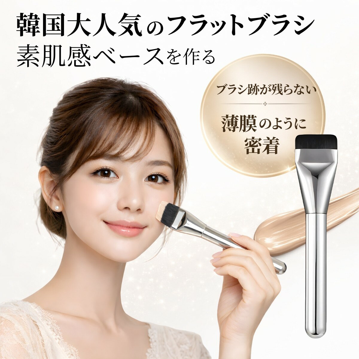 腮红刷 - 韓国大人気 ファンデーションブラシ スパチュラブラシ プロ仕様 メイクブラシ 軽量設計 ムラなく仕上がる 柔らかい毛質 肌に優しい 均一仕上げ 韓国コスメ