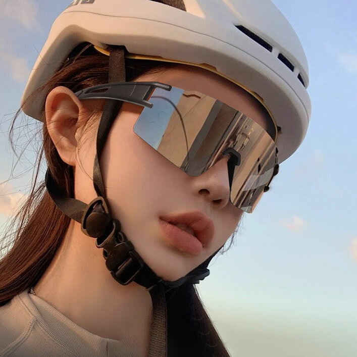 樂天商城 - テックスタイプ 偏光サングラス フレームレス 超大レンズ 自転車・ランニング用 紫外線カット 防眩 男女兼用 TAC レンズ