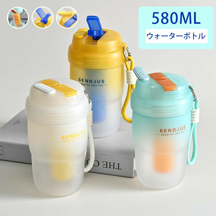 樂天商城 - ウォーターボトル 水筒 600ml 580ml PC マット つや消し 漏れない 洗いやすい 直飲み フィルター付き 携帯便利 夏 スポーツボトル 超軽量 水分補給 2way ストロー ストラップ プラスチック アウトドア キャンプ 子供 大人 -10℃-100℃ 耐熱