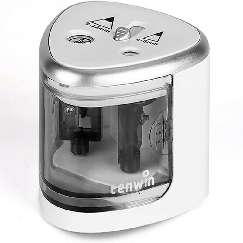 電動鉛筆削り シャープナー 電動 2穴タイプ 6-12mm鉛筆適用 太軸 単三電池 鉛筆削り器 こども ミニ おしゃれ 鉛筆削り コードレス 乾電池式 事務 オ...