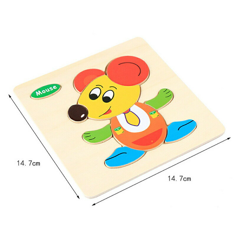 木製パズル モンテッソーリ 教育おもちゃ 幼児用 木製ジグソーパズル 1-6歳 色の形認知スキル学習玩具 18種類のかわいい動物 パズル 女の子 男の子 こども 玩具 ドレスアップパズル 6枚セット 3