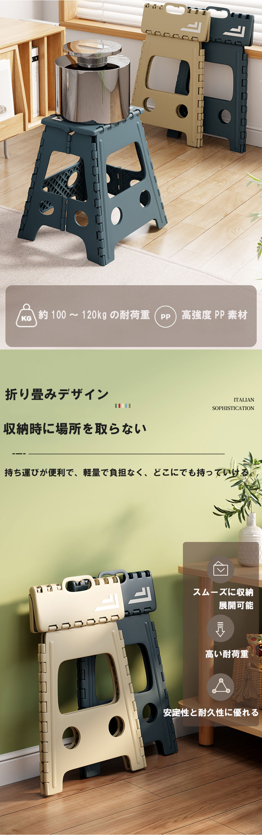 人気 おしゃれ 折り畳みチェア 椅子 踏み台 折りたたみ 折りたたみチェア 持ち運び キャンプ アウトドア バーベキュー ステップ台 ステップ 椅子 スツール 脚立 洗車 折り畳み garude121-10014976 エルラガルデ楽天市場店 サンプル画像3