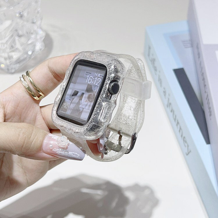 樂天商城 - apple watch バンド一体型 クリア キラキラ おしゃれ 春夏 Apple watch series 8 7 6 5 4 3 2 1 se ベルト 41mm 45mm 44mm 40mm 38mm 42mm アップルウォッチ バンド 男女兼用