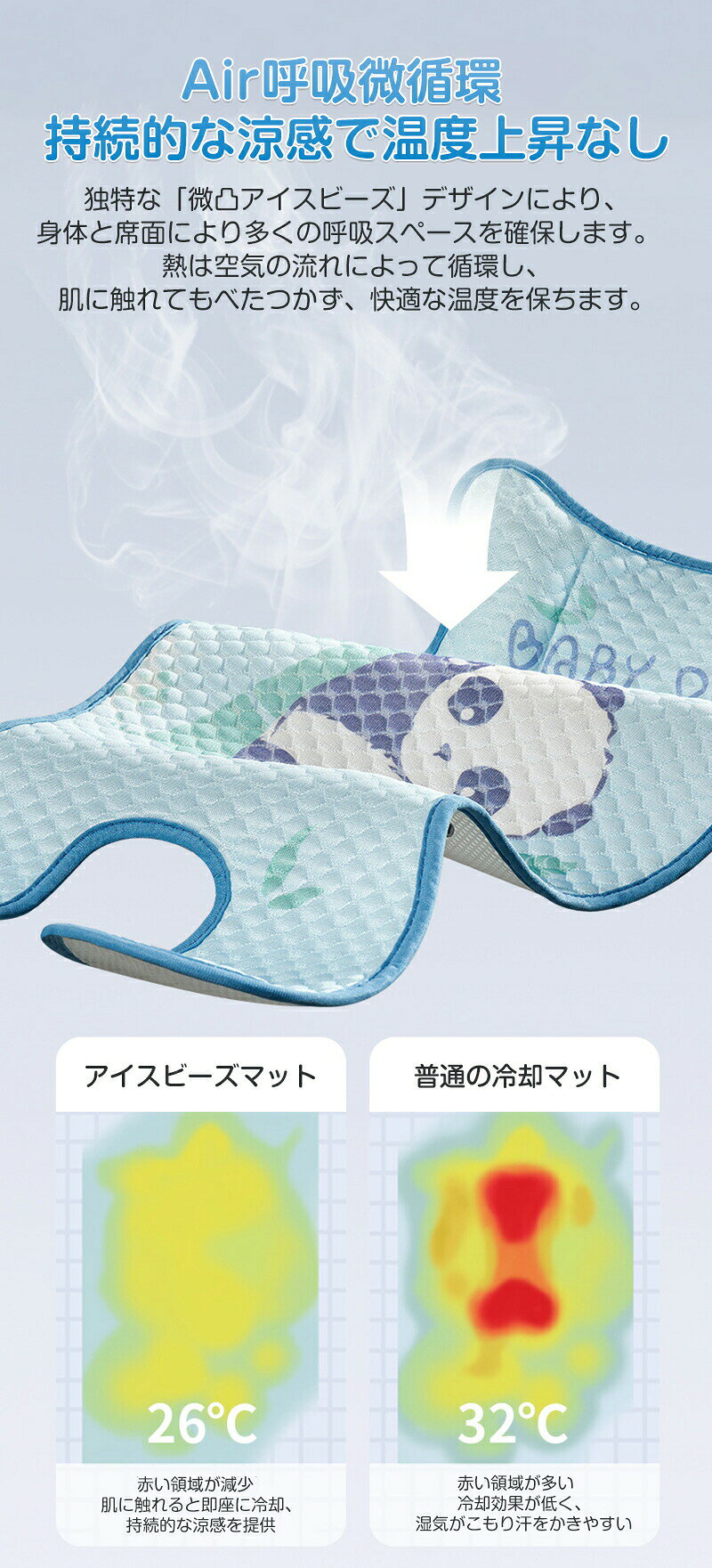 ベビーカーシート 接触冷感 夏 ひんやり チャイルドシート 冷感シート 蒸れ防止 通...