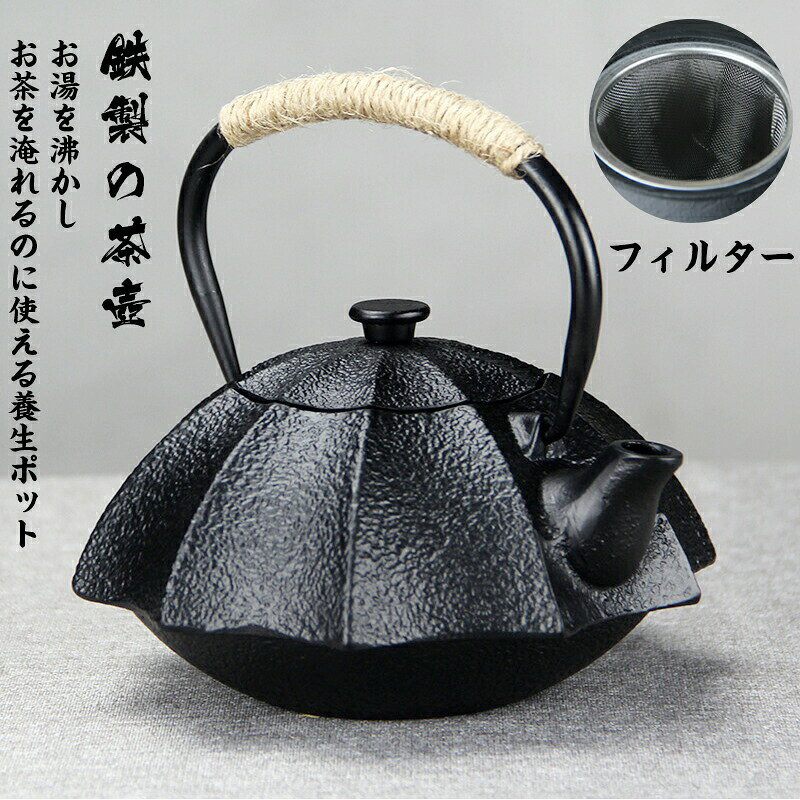鉄急須 茶道具 煎茶道具 600ml（茶こし付） 茶器 キャンプ 湯沸かし 直火可 鉄ビン 鉄分摂取 やかん ケトル 還暦祝い 金婚式 定年 古希 米寿 喜寿 引き出物 プレゼント 誕生日 お祝い 鉄瓶 garude121-10019040 エルラガルデ楽天市場店 サンプル画像2