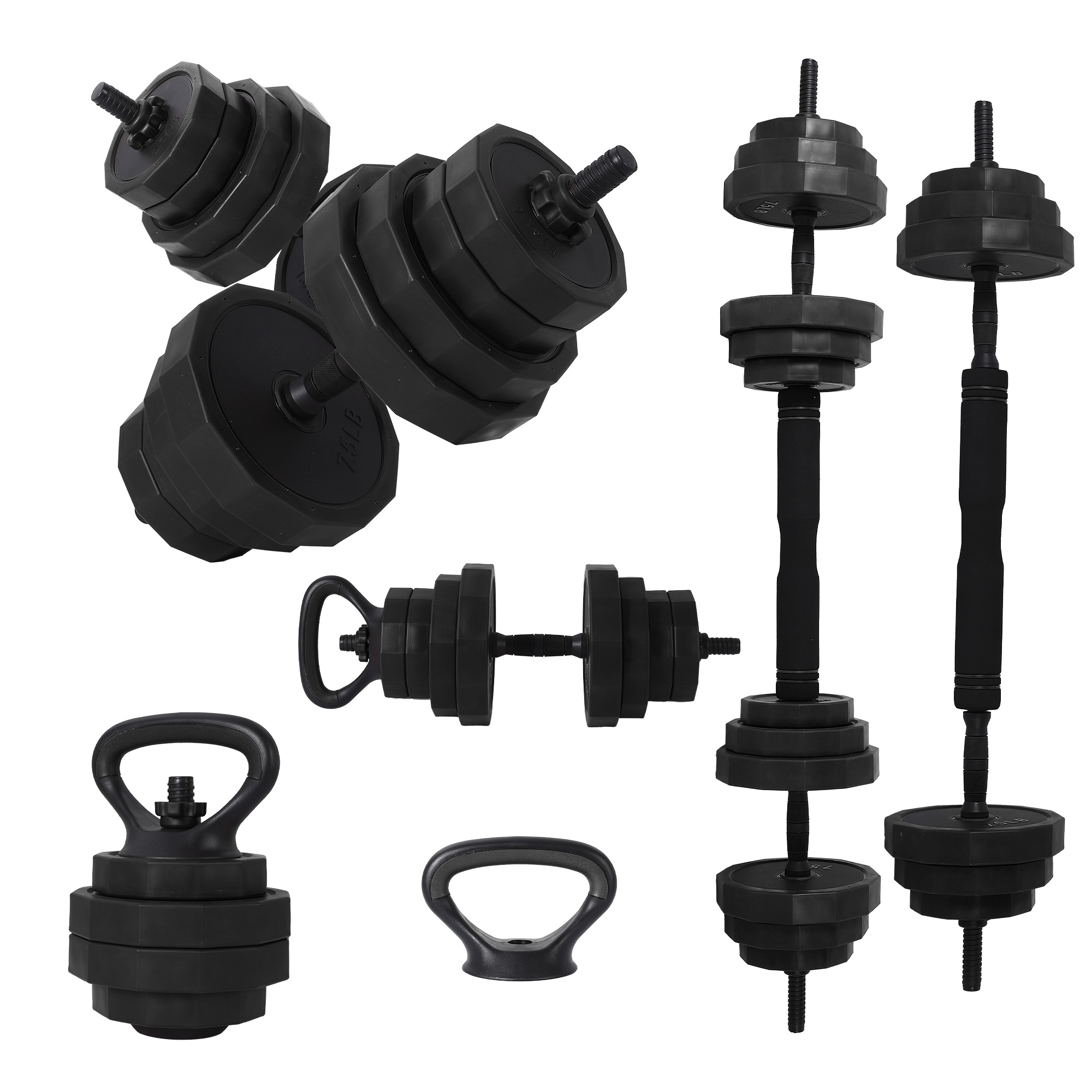 【Garvee】4in1可変式ダンベルセット 88lbs/40kg対応 重量調節 ダンベル・バーベル・ケトルベル・プッシュアップバー変形可能 家庭用ジム 男女兼用 滑り止めハンドル付き 簡単切替 プレゼント ギフト