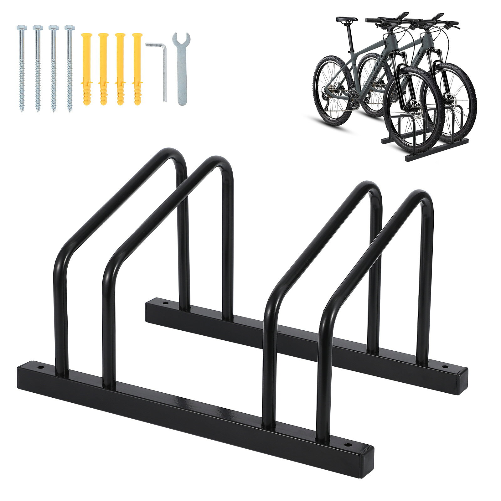 【P5倍×13%OFF 10/20迄】【P5倍×13%OFF 10/20迄】自転車フロアスタンド 2台用 3台用 バイクラック 車載収納用品 ズレにくい 自転車スタンド 頑丈 自転車 フロア＆壁掛け兼用 安定性抜群 横風に強い ラック 倒れない サイクルスタンド 自転車置き場