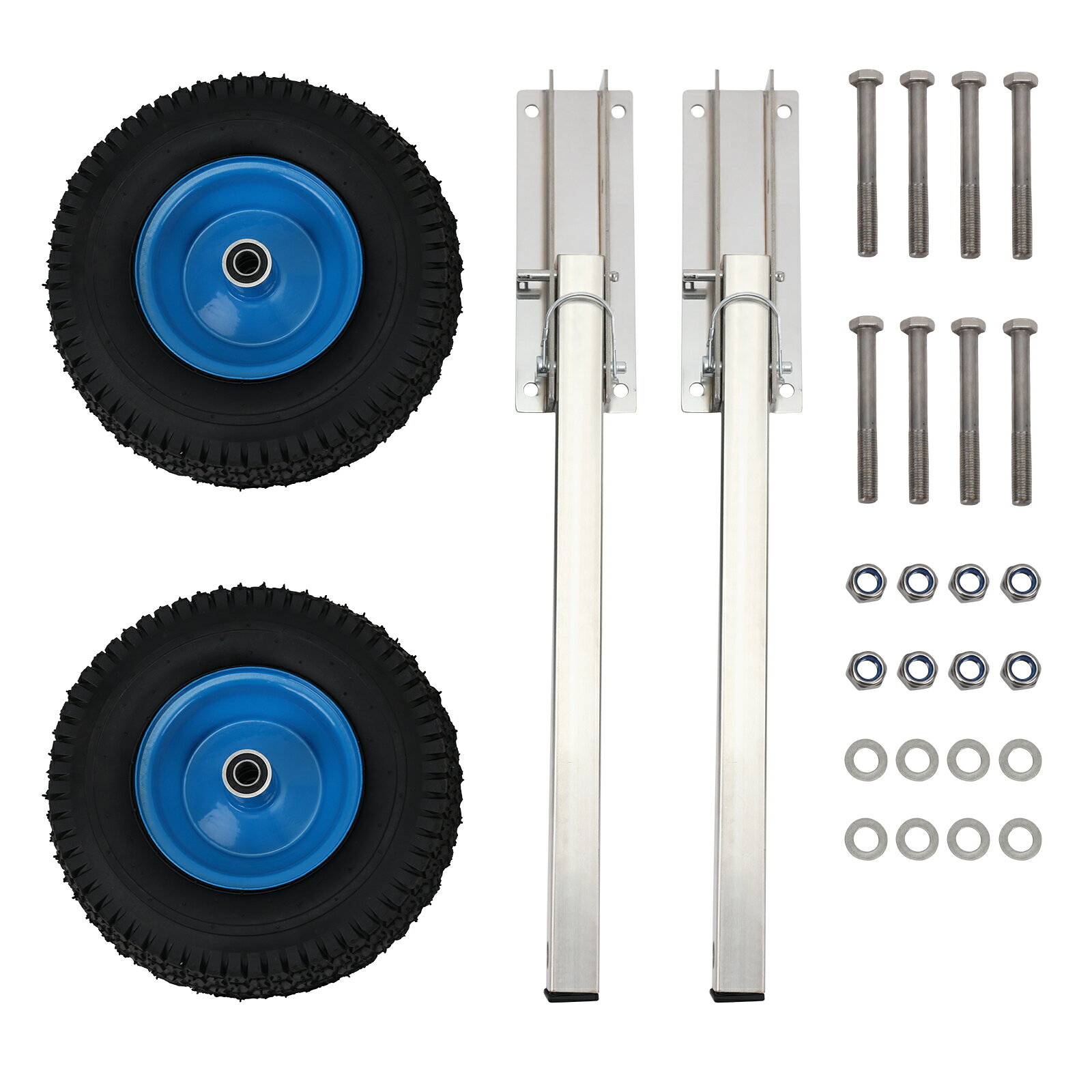 商品名ボートランチングホイールセット商品仕様タイプ： ・12インチタイプ：耐荷重 約272kg（600LBS） 対応： ・インフレータブルボート ・ゴムボート ・アルミボート ・小型ヨット ・レジャーボート 特徴： ・トランサム取付式 ・ゴムタイヤ ・折りたたみ式 ・移動補助用ホイール 付属品： 取付用ハードウェア一式商品特徴【Point1】選べる2種類の耐荷重・ホイールサイズ ボートサイズや用途に合わせて選べる2タイプ。 ・12インチホイール：約600LBS（約272kg）対応 小型ボートから軽量ボートまで幅広いシーンで活用できます。 【Point2】簡単取付のトランサム装着タイプ 付属金具を使用して、ボートのトランサム部分へ取り付け可能。必要に応じて取り外しができ、設置や収納も便利です。 【Point3】マリン環境に対応した耐久設計 腐食に強い素材を採用し、海や湖、川などのアウトドア環境で使用しやすい設計。安定したフレーム構造でボート移動をしっかりサポートします。 【Point4】砂浜・砂利道にも対応するゴムタイヤ 丈夫なゴムタイヤにより、舗装路だけでなく砂地や砂利道、ボートスロープなどでもスムーズな移動を実現します。 【Point5】収納時はコンパクト 折りたたみ・収納可能なデザインで、水上使用時にも邪魔になりにくい設計。ボート活動を快適にサポートします。注意事項◆使用後は海水や汚れを洗い流し、乾燥させて保管してください。 ◆本商品はボート移動補助用であり、水上走行用の車輪ではありません。 ◆使用環境や路面状況によって移動性能は異なります。キーワードボートドーリー ボートランチングホイール ボートキャリー 船用車輪 ボート運搬車 船外輪 ボート移動補助 ゴムボート台車