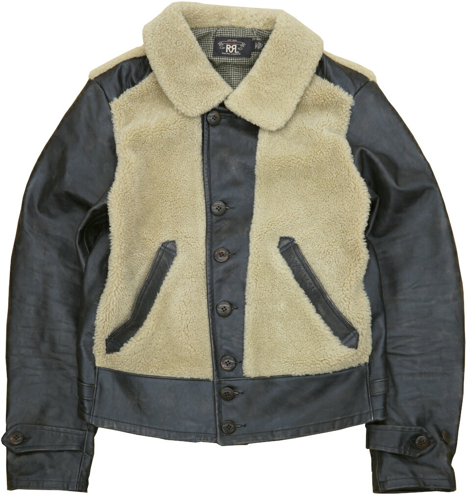 メンズファッション, コート・ジャケット () RRL Virgil Shearling Leather Moto Jacket 