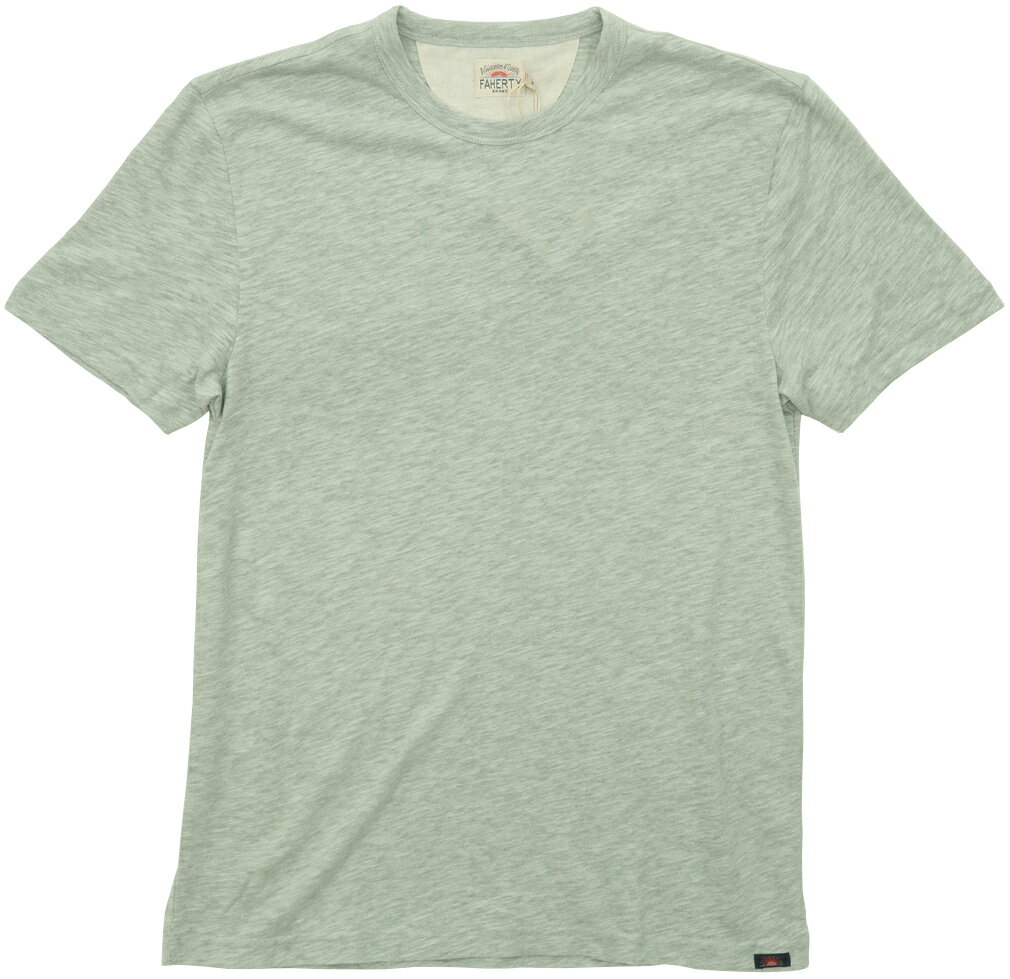 FAHERTY BRAND (ファリティ ブランド) スラブ生地 クルーネック Tシャツ 霜降りグリーン メンズ Pedlow Green 【あす楽】