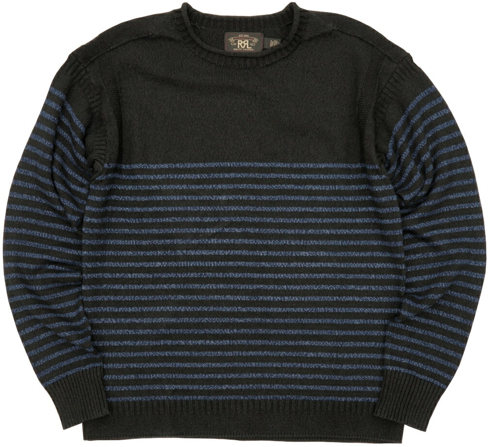 (ダブルアールエル) RRL 本藍染め インディゴ リネン コットン セーター ボーダー メンズ Indigo Linen-Cotton Sweater 