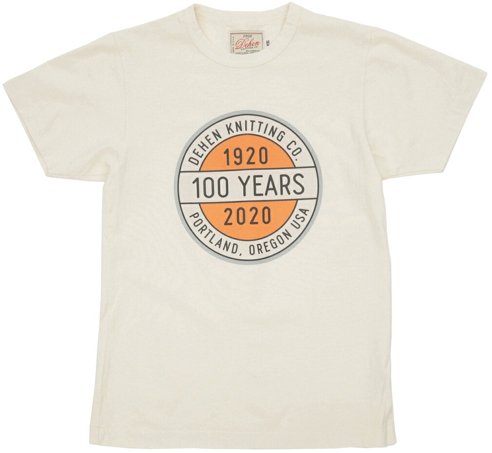 Dehen 1920(デーヘン) 創業100周年 限定 アメリカ製 ロゴ プリント Tシャツ クリーム アメリカ製 100 Year Anniversary Seal Tee Natural 【あす楽】