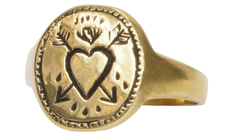 LHN Jewelry(エルエイチエヌ ジュエリー) ハンドメイド ハート & アロー リング 真鍮 メンズ ユニセックス Pierced Heart Signet Ring Brass 【あす楽】