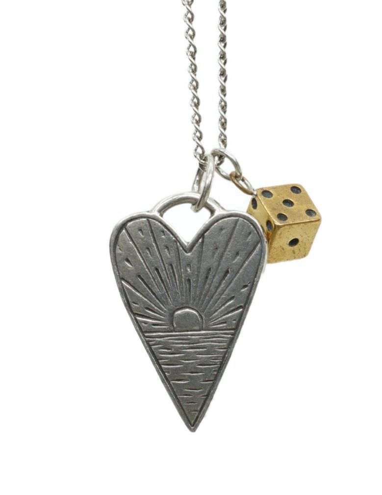 Rakuten - LHN Jewelry(エルエイチエヌ ジュエリー) アメリカ製 ハンドメイド Dice & Heart チャーム シルバー ネックレス メンズ レディース ユニセックス Charm Necklace Silver 【あす楽】