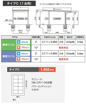 *シナネン*カーポート 太陽光発電 おひさまCARルーフ ソーラーフロンティア 積雪モデル 屋根勾配2゜タイプC [1台用] 太陽光発電 カーポート 185W【メーカー直送商品】自動車 駐車場 車庫 ガレージ 自宅 ソーラー ルーフ 日よけ 屋根材