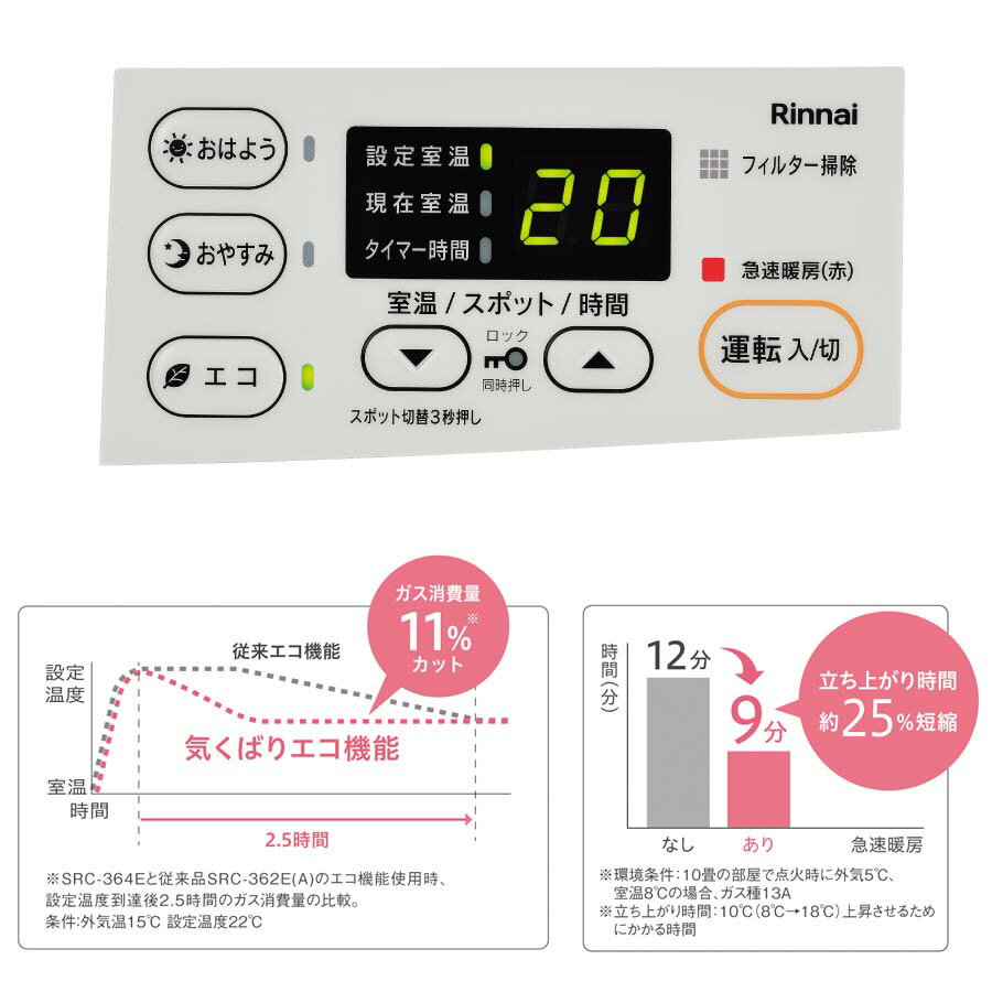 未使用、ガスコード付き‼️】リンナイ ガスファンヒーター SRC-365E-