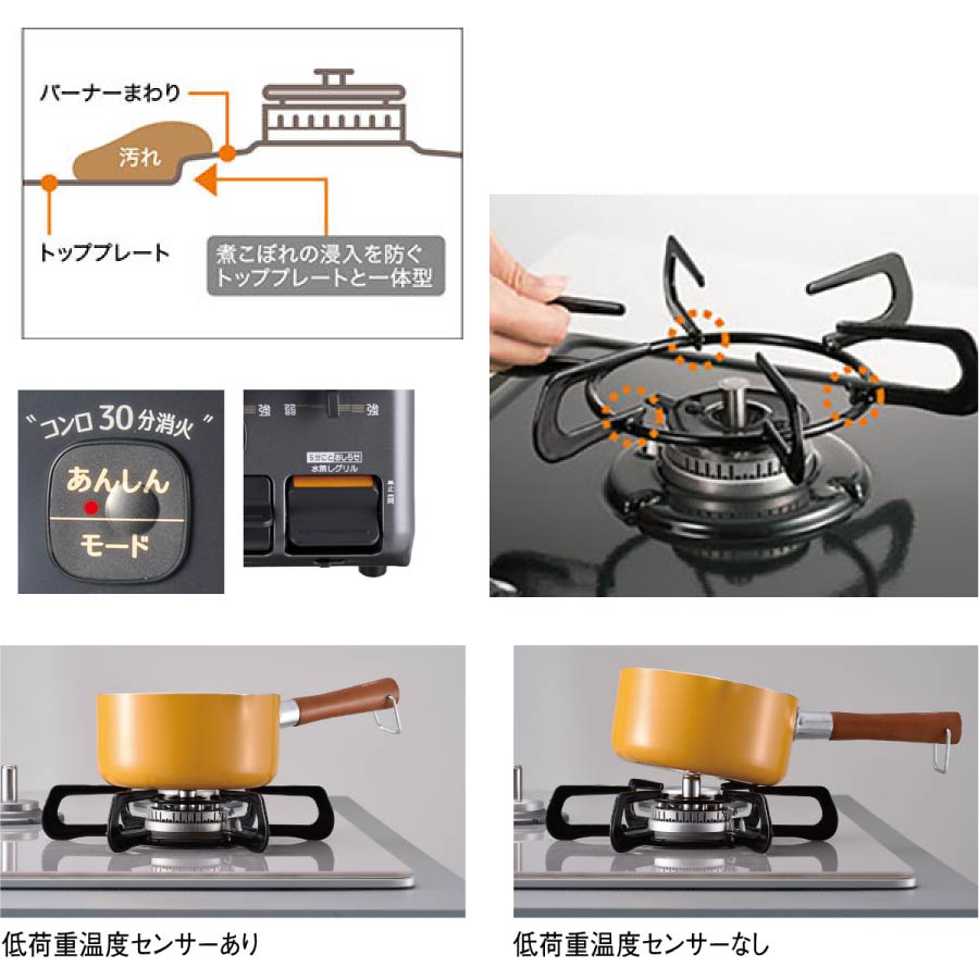 パロマ ガステーブル PA-S46B スタンダード 水なし片面焼グリル 59cm幅 ニュートラルグレー 2口ガスコンロ