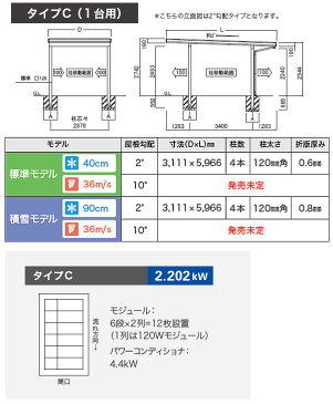 *シナネン*カーポート 太陽光発電 おひさまCARルーフ パナソニック 標準モデル 屋根勾配2゜タイプC [1台用] 太陽光発電 カーポート 247W【メーカー直送商品】自動車 駐車場 車庫 ガレージ 自宅 ソーラー ルーフ 日よけ 屋根材