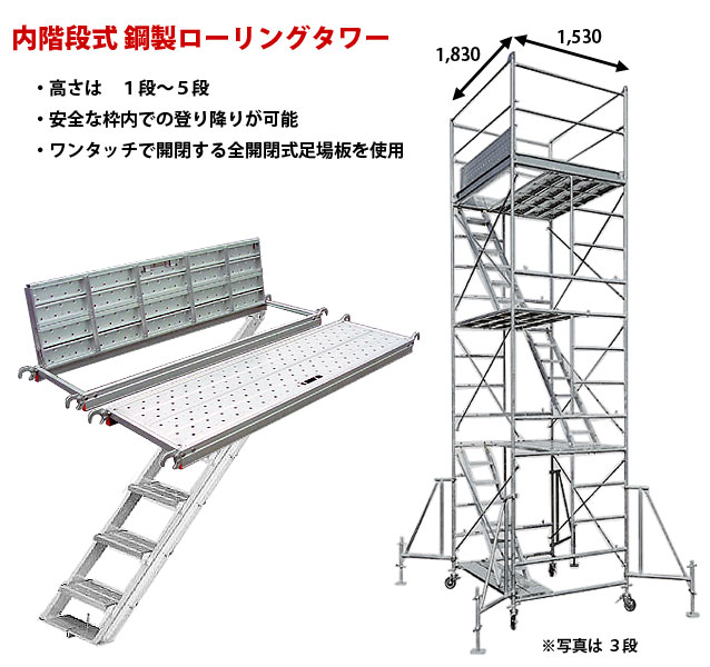 【楽天市場】ALINCO(アルインコ) 鋼製ローリングタワー (内階段式) 2段 RT2-JXZ：ゲートサービス楽天市場店