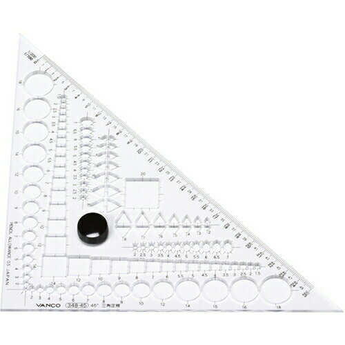 三角定規45°テンプレートプラス(バンコ・348-45) 3mm厚 透明アクリル製 No.34-995