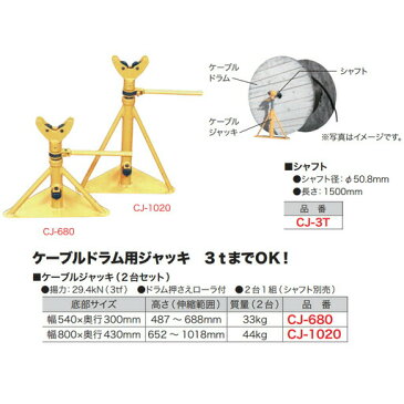 【送料無料】ケーブルドラム用ジャッキ ケーブルジャッキ(2台セット)(大) CJ-1020 ジェフコム
