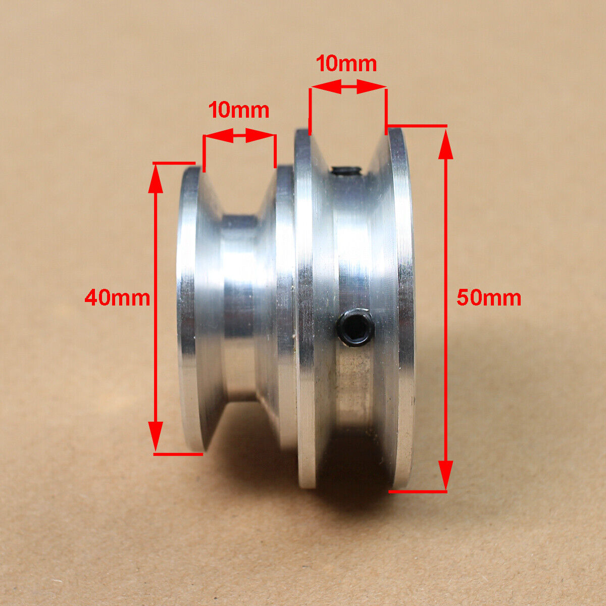 外径 50mm 穴径 10mm Vベルト 3/8”(9.525mm)対応 2溝 ベルトプーリー