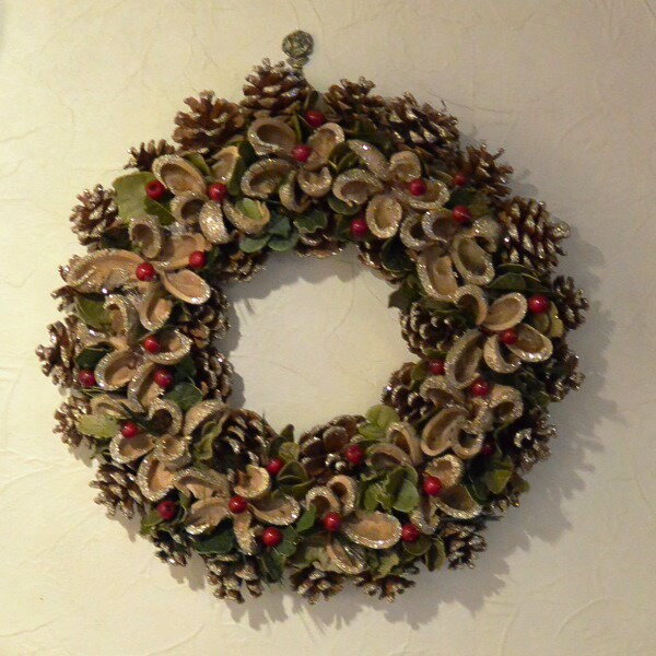 クリスマス　リース　33cm 自然素材リース　Ringshell Garland Wreath M(Natural)