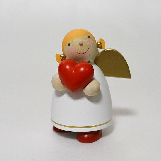 ドイツ ギュンターライヒェル社 天使の置物 オーナメント Guardian Angel with heart, white 高さ6,7cm　送料無料